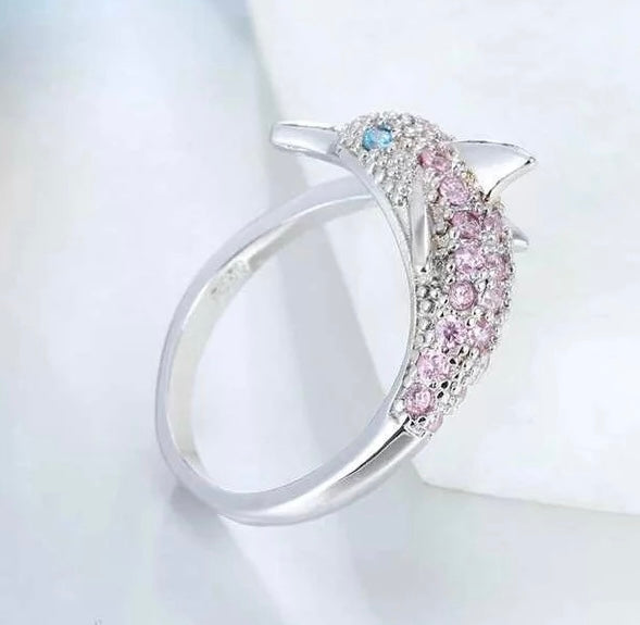 Crystal Dolphin Ring