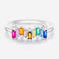 9 Rectangular Rainbow CZ 925 Silver Ring