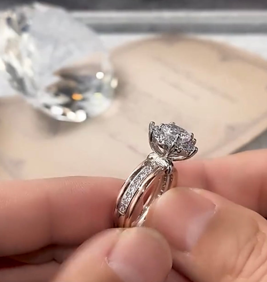 2-Tone Classic CZ Engagement Ring