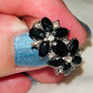 Black Onyx Floral Ring