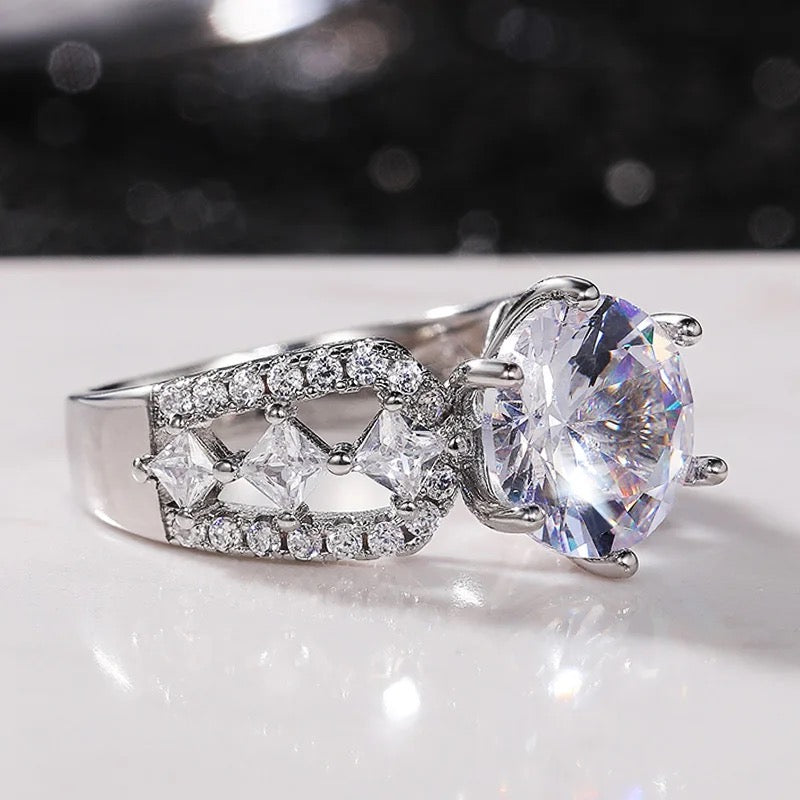 Luxury CZ Big Round Solitaire Ring