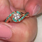 Green & White Crystal Swirl Ring