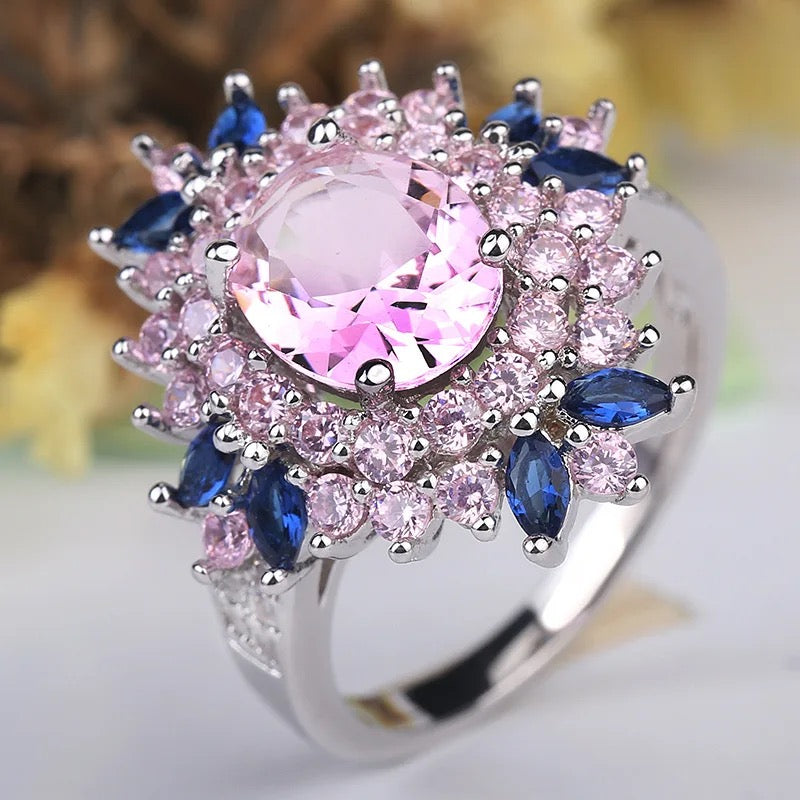 925 Silver AAA Multi Colour Zircon Ring