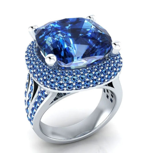 Gorgeous Square Blue Zirconia Ring