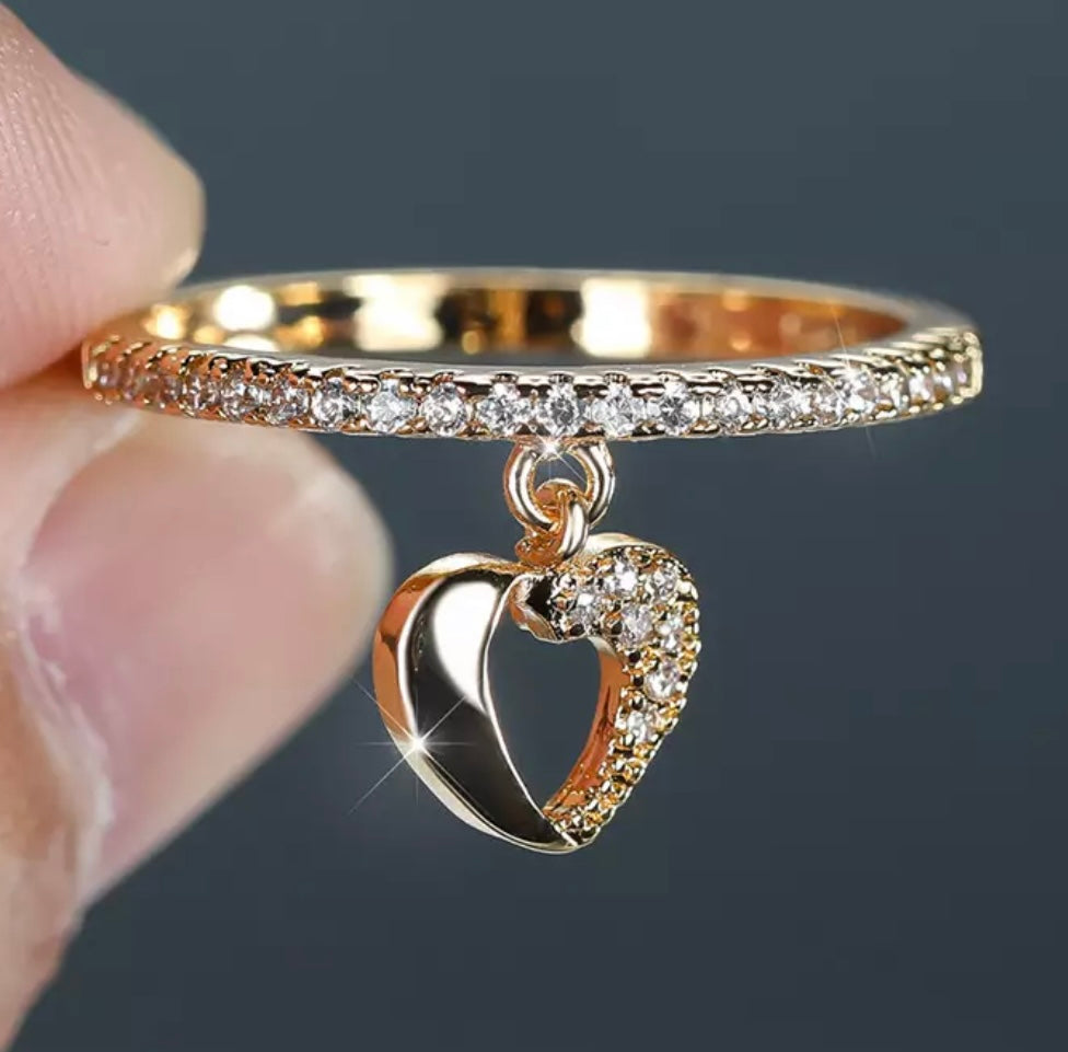 Hollow Heart Charm Ring