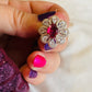 Bright Floral Red White AAA Zircon Ring