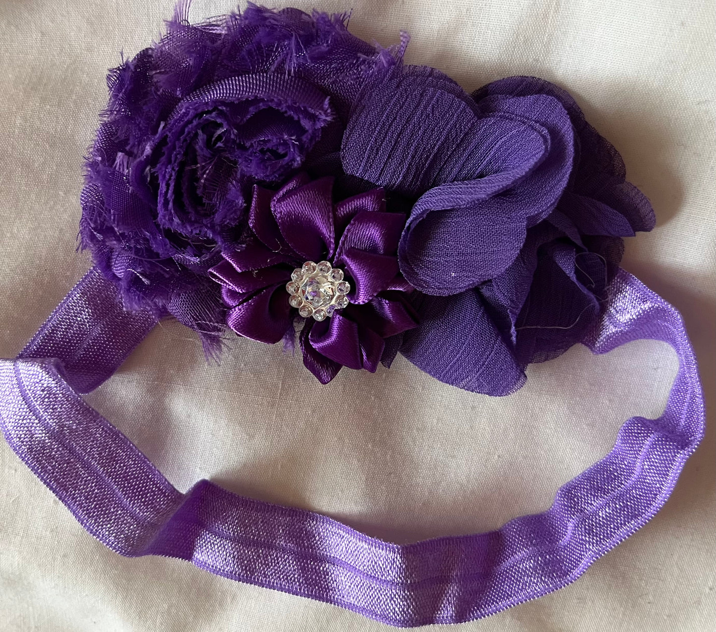 Toddler Formal Flower Purple Party Dress & Hairband