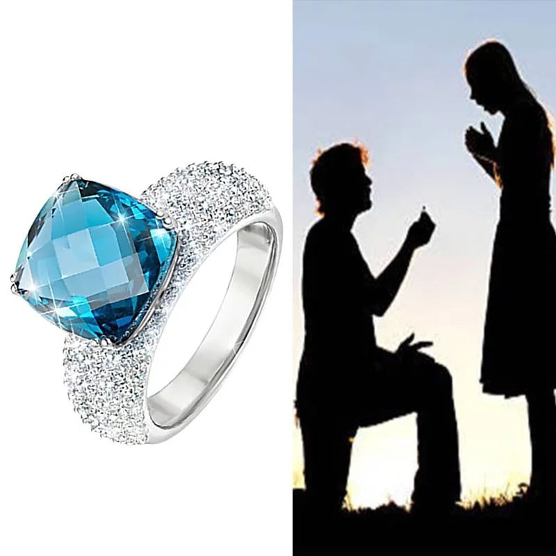 “December Engagement” Blue Zircon Ring