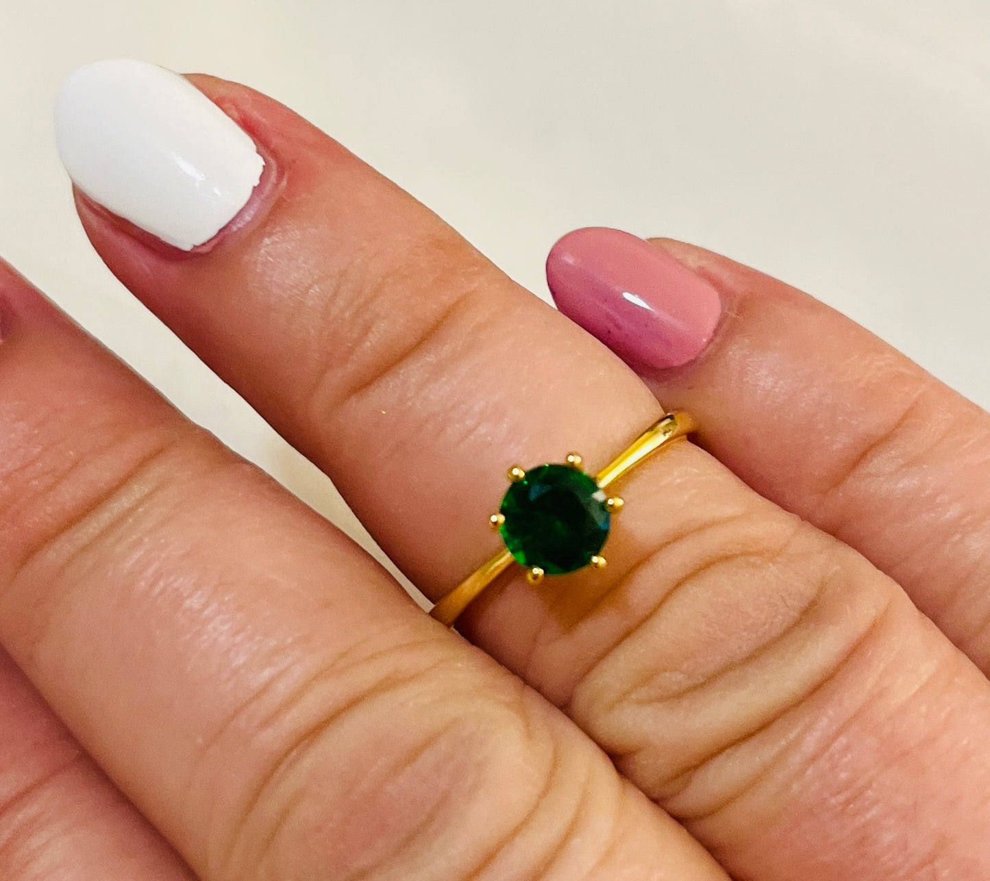 Green Simplicity Solitaire Ring