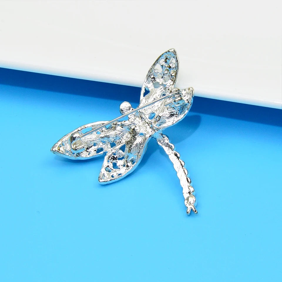 Rhinestone Blue Dragonfly Brooch