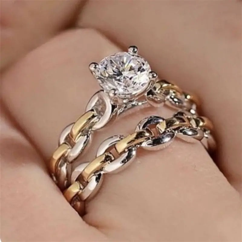 Love Link 2 PC Zircon Ring Set