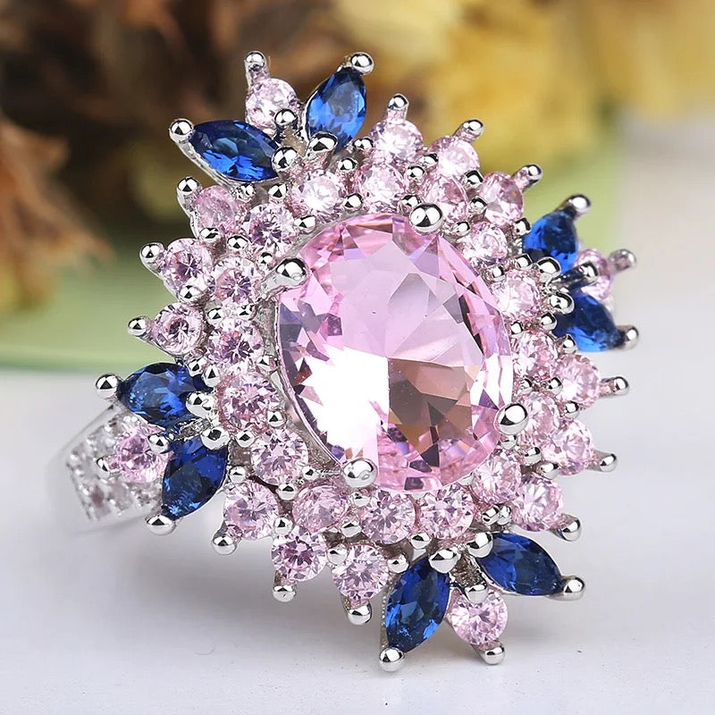 925 Silver AAA Multi Colour Zircon Ring