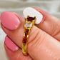 Red & White Square Cut CZ Ring