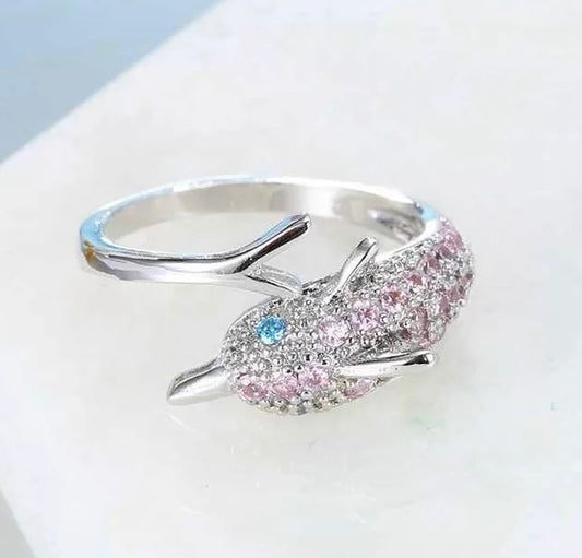 Crystal Dolphin Ring