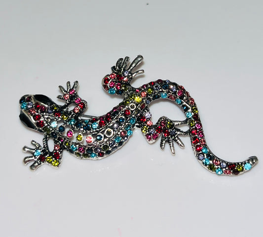 Crystal Lizard Brooch