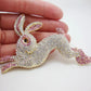 Cute Pink Bunny Crystal Brooch