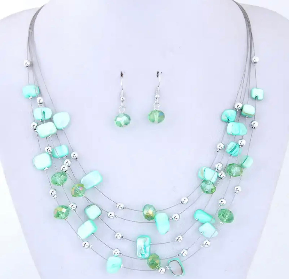 Bohemian Multi-layer African Beaded Necklace & Earring Set