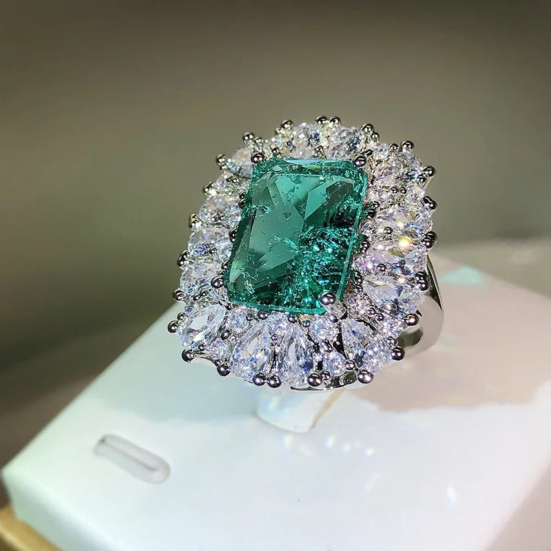 AAA Green Cubic Zirconia Ring