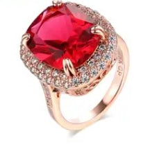 Vibrant Ruby Red & White CZ Ring