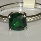 Emerald Cut Forest Green CZ Ring