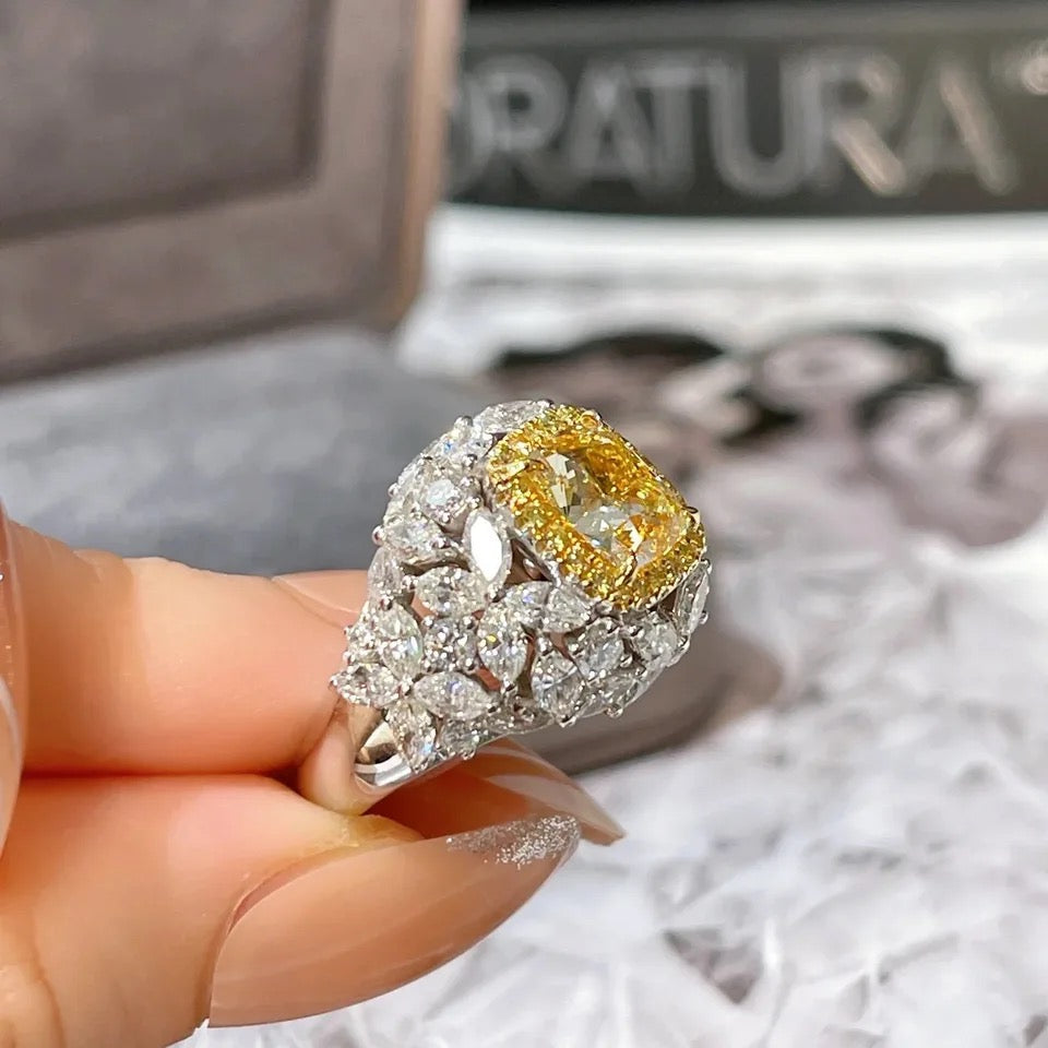 Citrine Zircon Multifaceted Ring