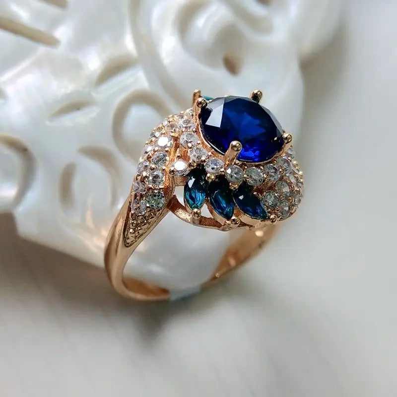 Sapphire Blue CZ Party Ring