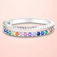925 Silver Rainbow CZ Twist Pattern Ring