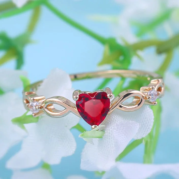 Red Heart Zircon Ring