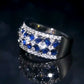 Elegant 925 Silver Cubic Zirconia Simulated Sapphire & Diamond Ring.