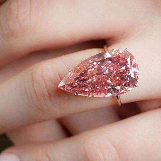 Pink Pear CZ Ring