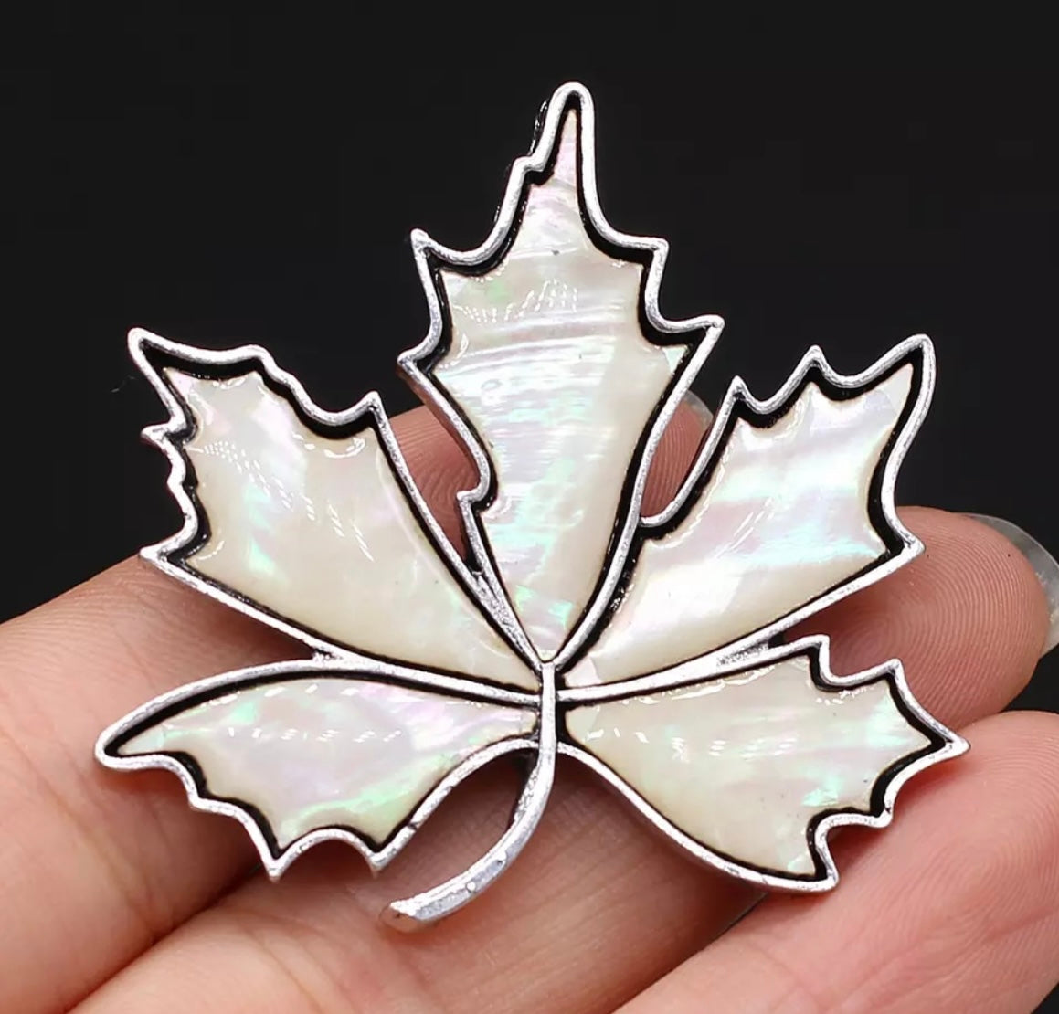 Maple Leaf Shell Brooches