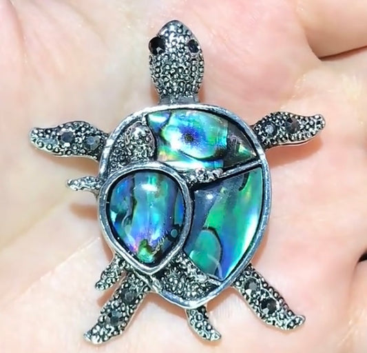 Abalone Shell “Turtle Love” Brooch & Pendant