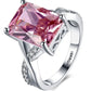 Large Square Cut Pink Cubic Zirconia Ring