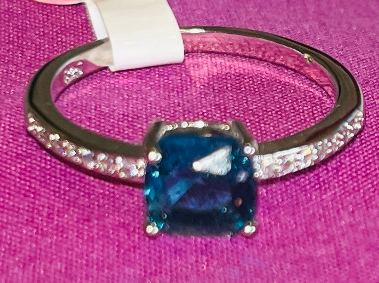 Blue Zircon Birthstone Ring