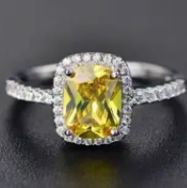 Cubic Zirconia Square Cut Ring