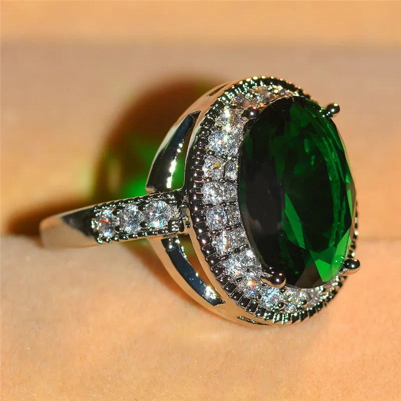 Gorgeous Green Cubic Zirconia Ring