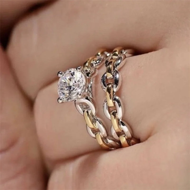 Love Link 2 PC Zircon Ring Set