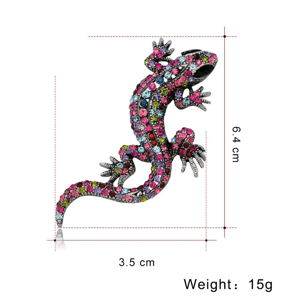 Crystal Lizard Brooch