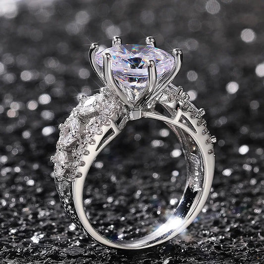 Luxury CZ Big Round Solitaire Ring