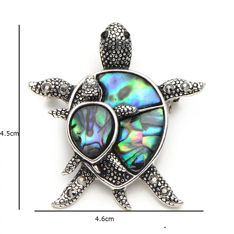 Abalone Shell “Turtle Love” Brooch & Pendant