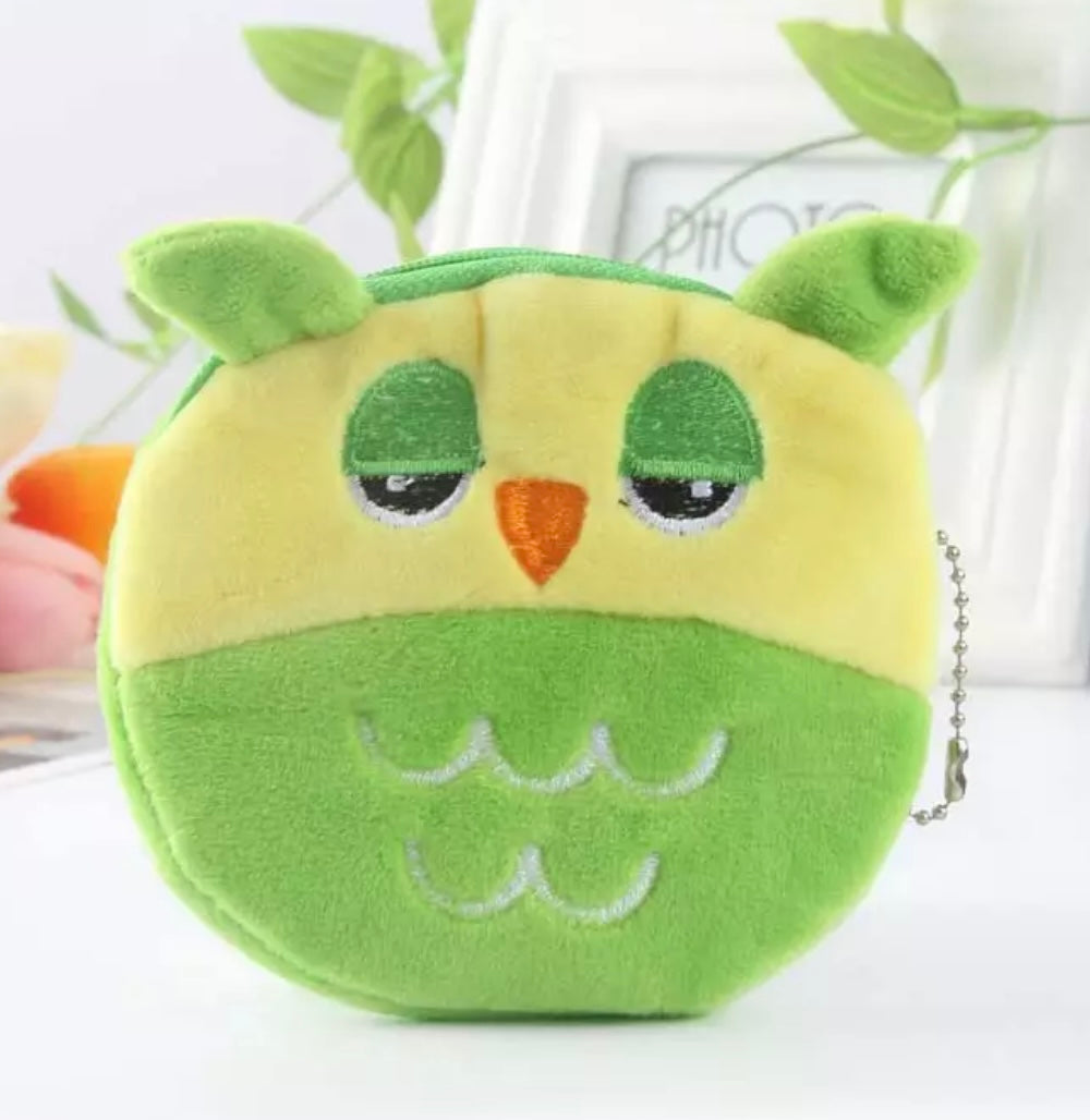 Short Plush Zippered Coin Purse