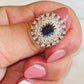 Sapphire Blue With White Marquis CZ Ring