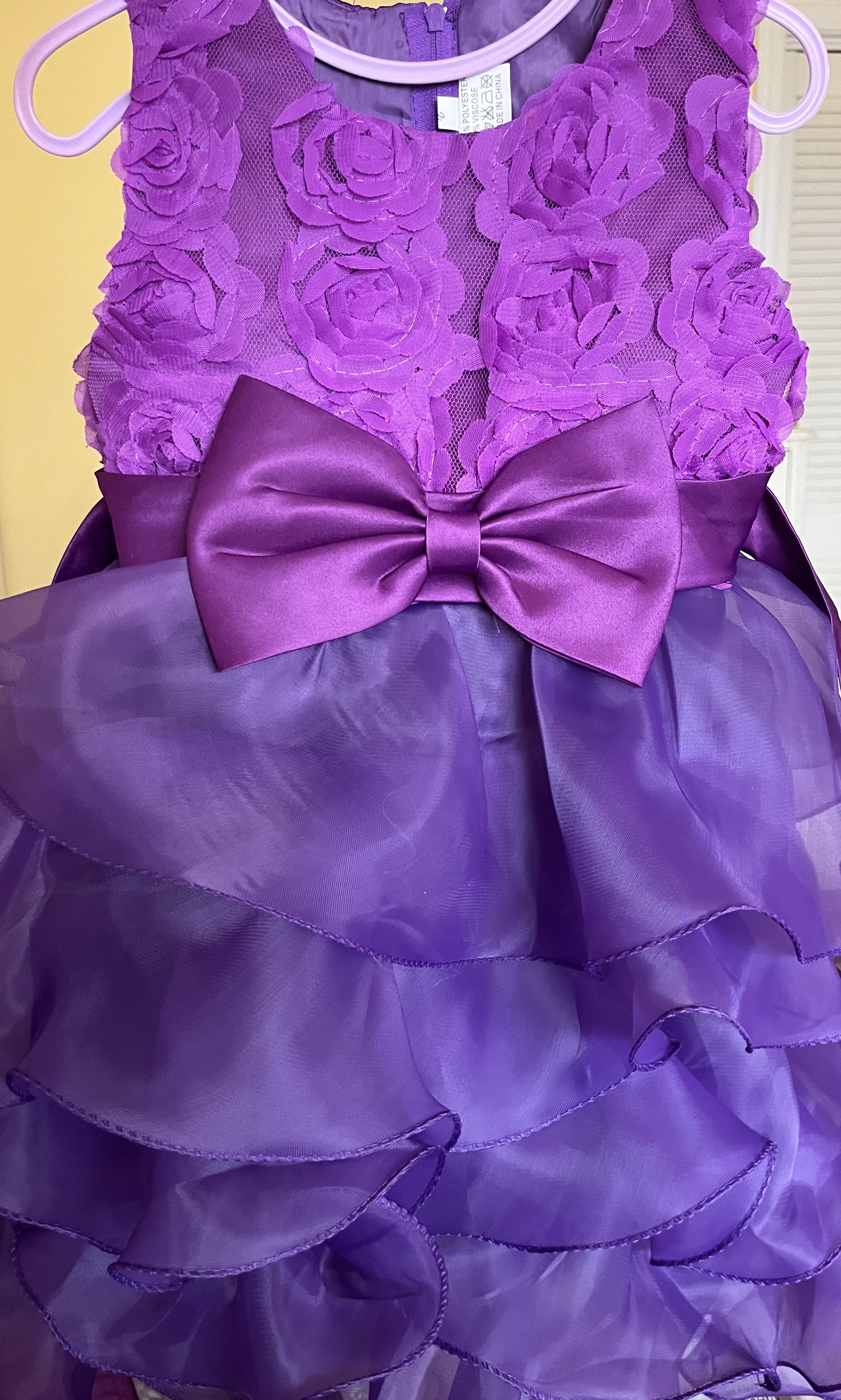 Toddler Formal Flower Purple Party Dress & Hairband