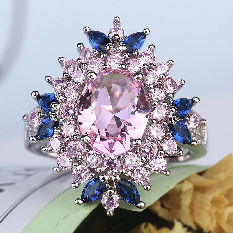 925 Silver AAA Multi Colour Zircon Ring