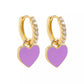 Pastel Heart Crystal Hoop Earrings