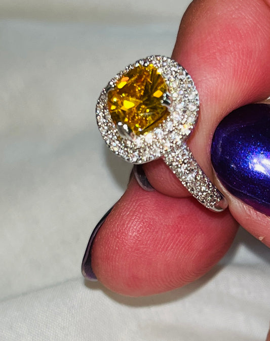 2-Tier CZ Citrine Ring