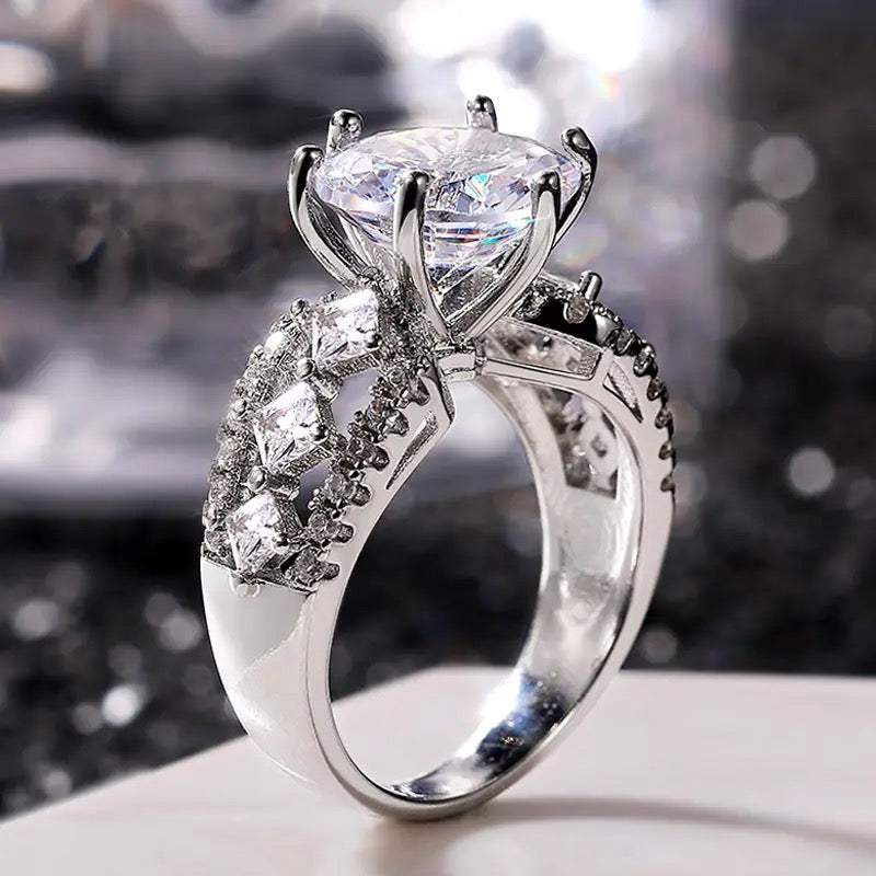 Luxury CZ Big Round Solitaire Ring