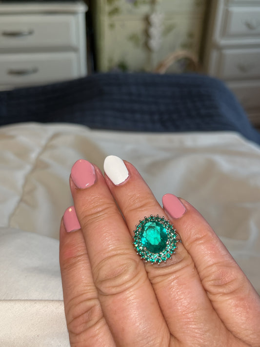 Green Crystal Heirloom Ring