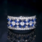 Elegant 925 Silver Cubic Zirconia Simulated Sapphire & Diamond Ring.