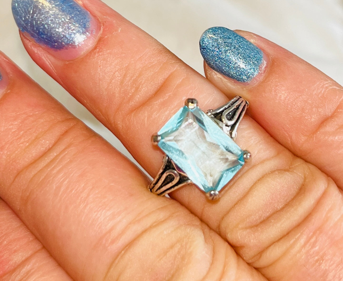 Antique Blue Zircon Engagement Ring